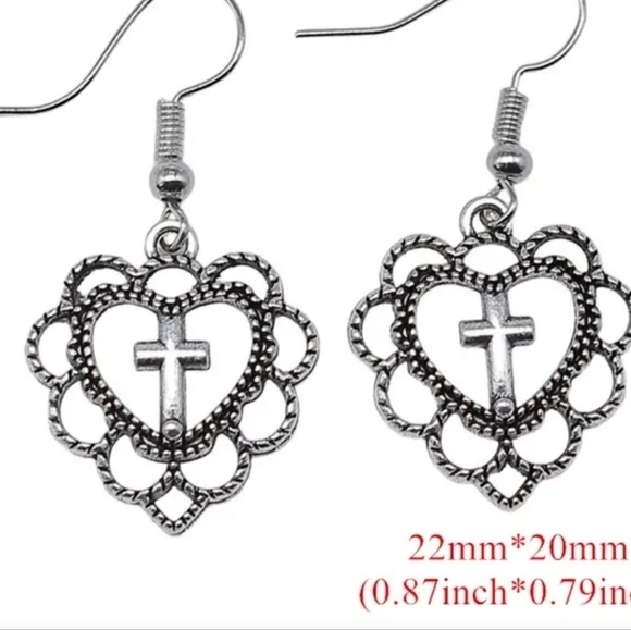 New Hollow Cross Design Hook Earrings Zinc Alloy - Picture 4 of 4